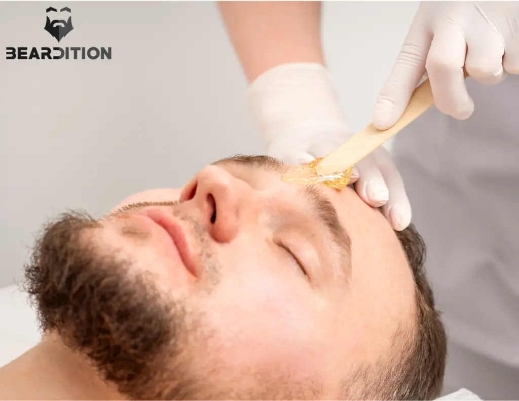 What type of wax is best for facial hair? Man having eyebrows waxed. 